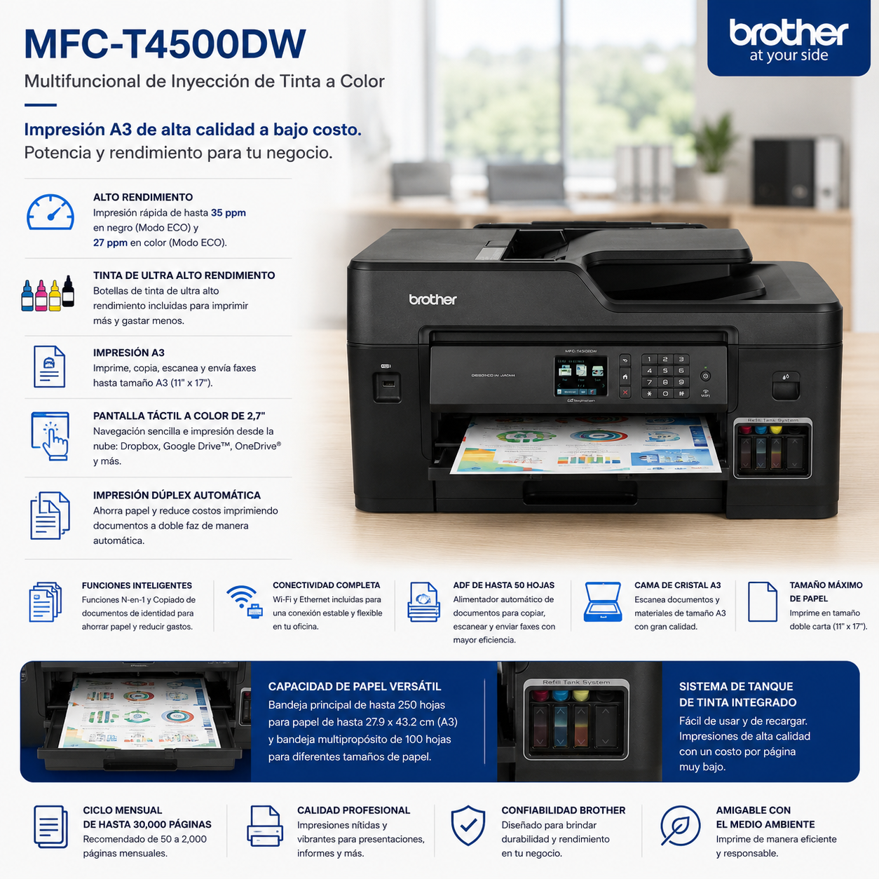 Multifuncional Brother MFC-T4500DW COLOR de inyección de tinta | ENVÍOS GRATIS