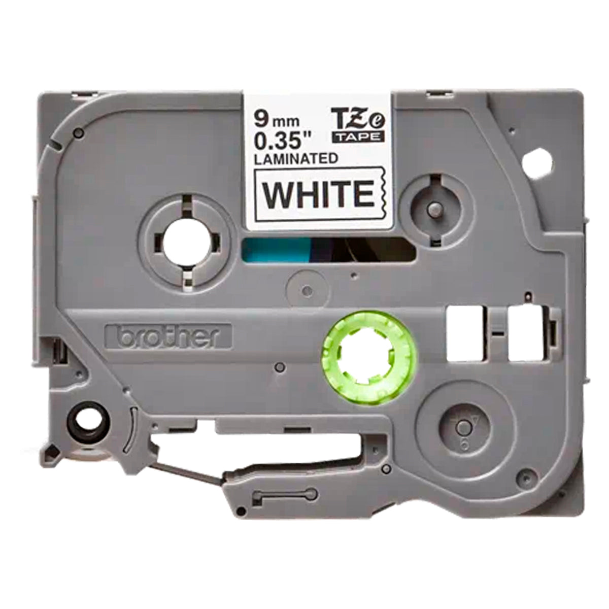 Cinta laminada en negro sobre blanco Modelo TZ221 de 9 mm x 8 metros